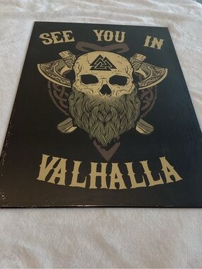 🔥Displate Valhalla Metal Sign See You In Valhalla NEW Wall Decor Skull Norse